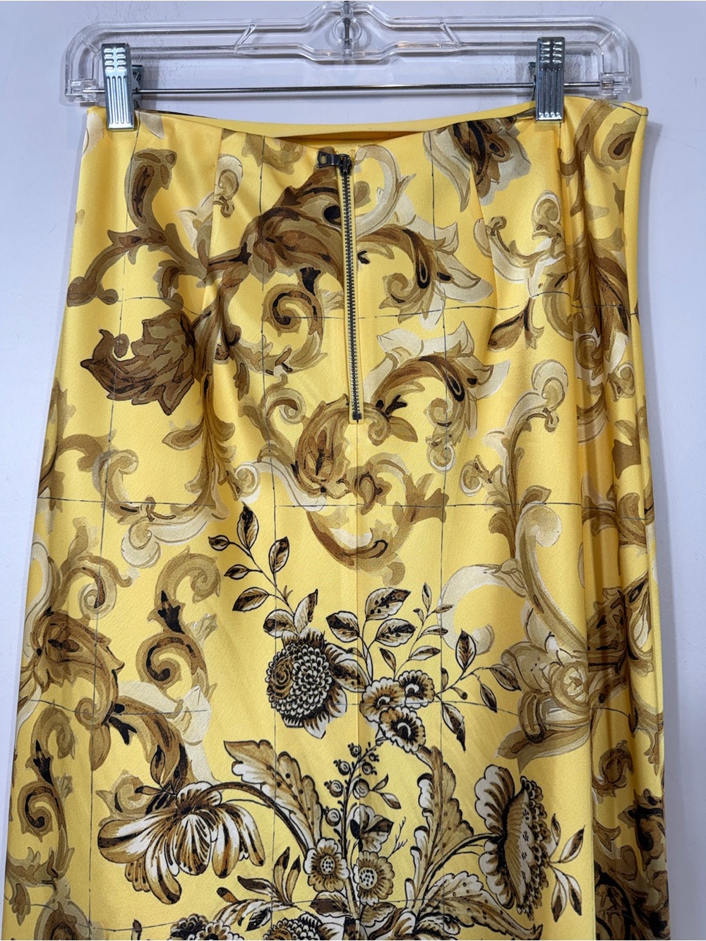 Alice + Olivia Yellow Baroque Floral Print A-Line Midi Skirt Size 6 - Picture 5 of 8